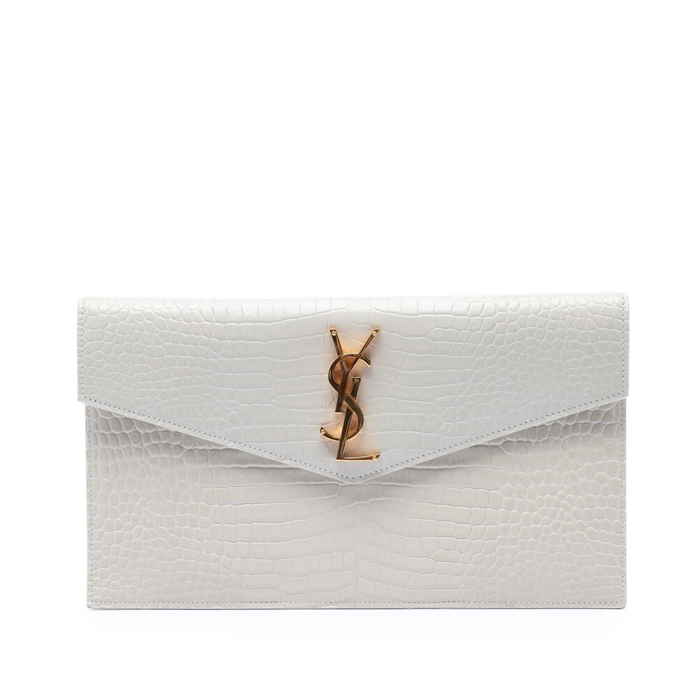 Pre-Loved Saint Laurent Croc Embossed Leather Uptown Pouch